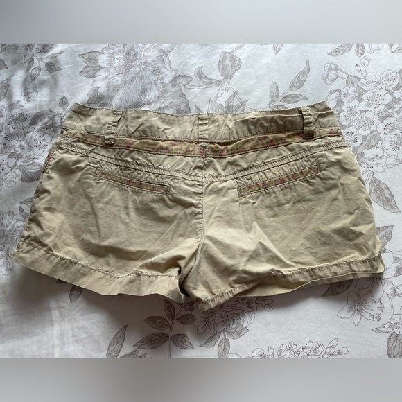Y2K Mossimo Supply Khaki Low Rise Floral Patchwork Micro Mini Shorts 5 Cottage - Picture 9 of 10
